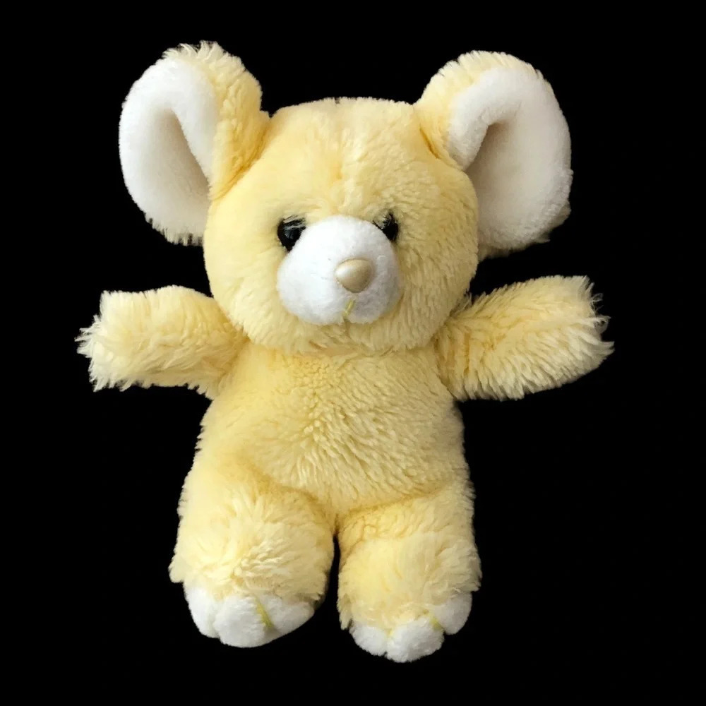 Vintage Jerry Elsner‎ 8'" yellow teddy bear plush Squeaker toy baby small lovie